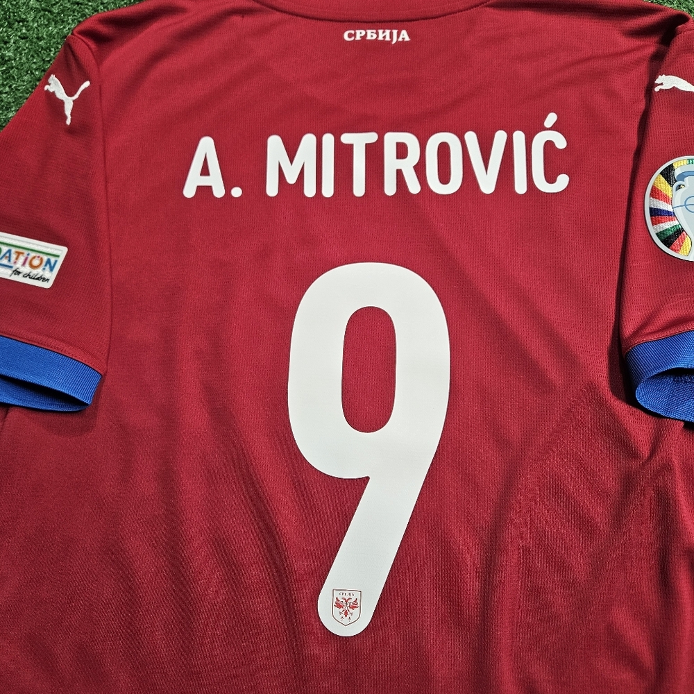 Puma Serbia Aleksandar Mitrovic #9 2024/2025 Home Jersey EURO 2024 PATCHES XL - Picture 12 of 16